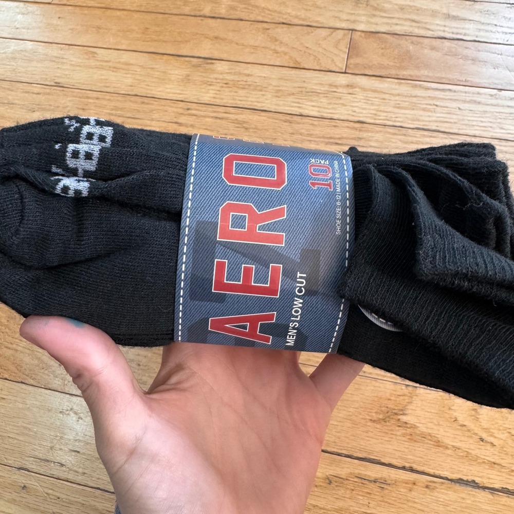 Aeropostale‎ Mens Low Cut Socks 10 Pack Black Athletic Shoe Size 6-12 NEW